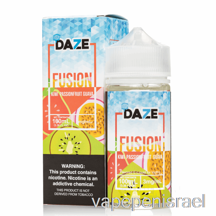 חד פעמי Vape Israel אייס קיווי פסיפלורה גויאבה - 7 Daze Fusion - 100 מ"ל 3 מ"ג